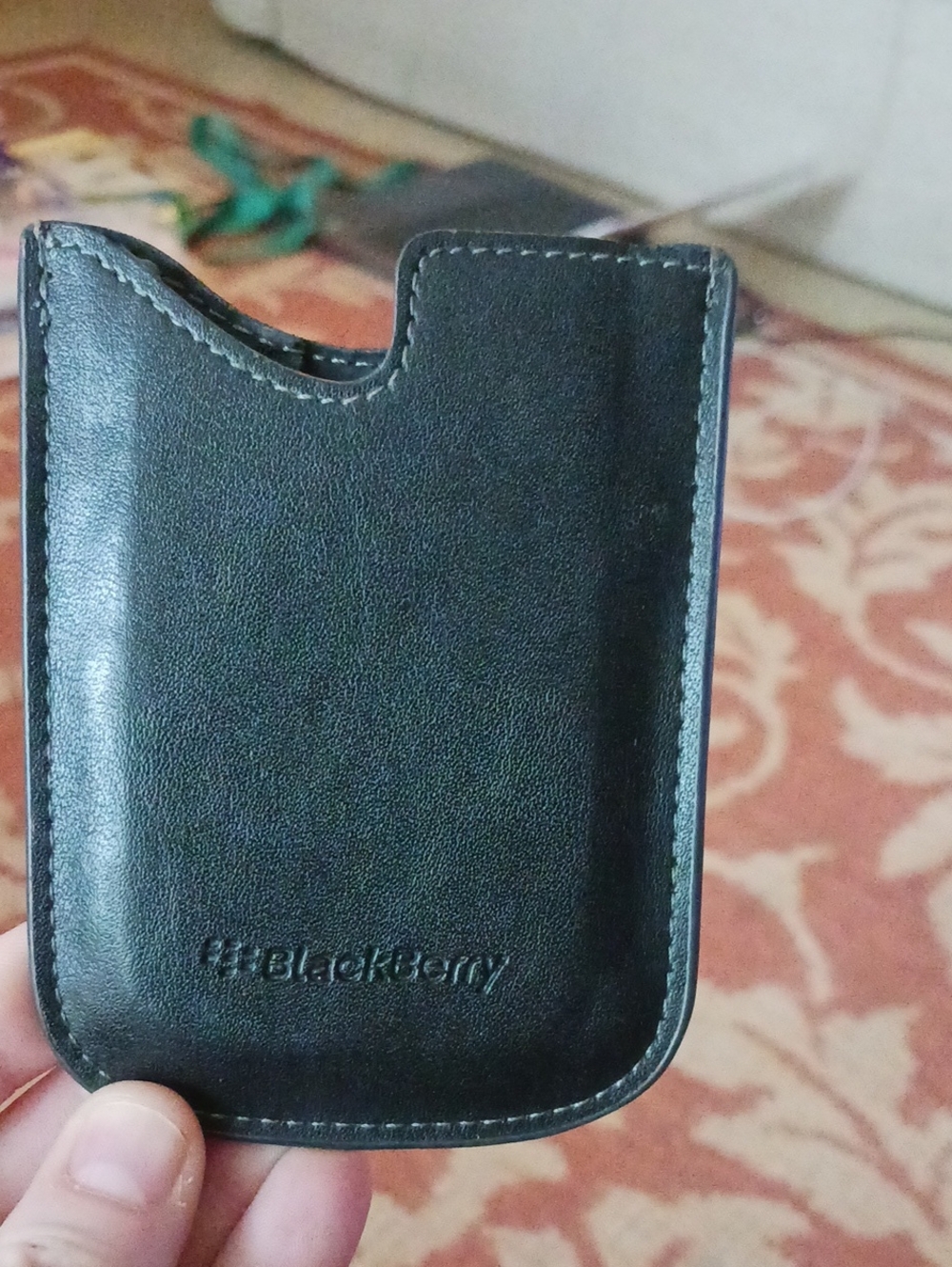 Black Blackberry Leather Slide Phone Case